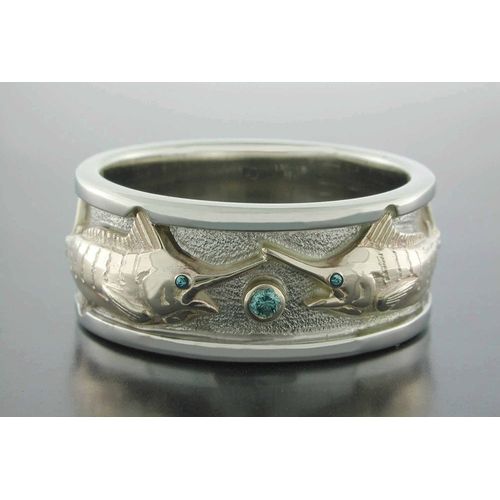 Facing Marlins Blue Diamond Ring - RG009