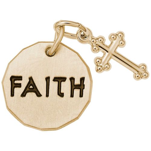 Faith Tag With Cross Charm - 14K White Gold - 10-8448