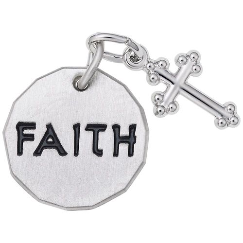 Faith Tag With Cross Charm - Sterling Silver - 10-8448