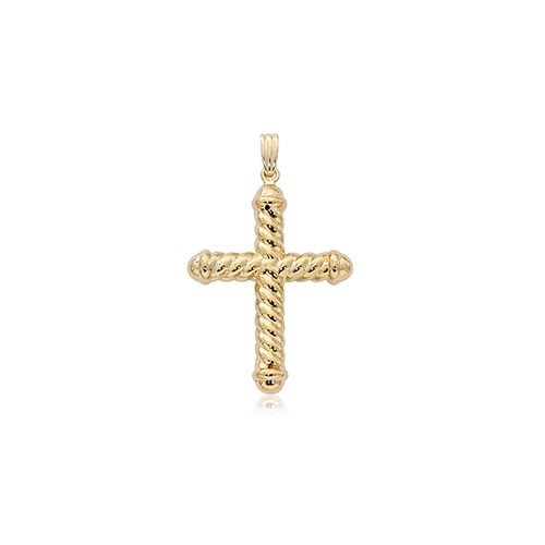 Fancy Swirl Cross Pendant - 14K Yellow Gold