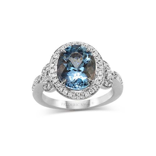 Fine Brazilian Oval Aquamarine Roma One-Of-A-Kind Ring