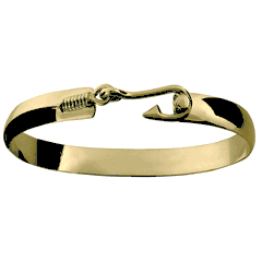 Fish Hook Bracelet - 14K Yellow Gold 8mm Wide