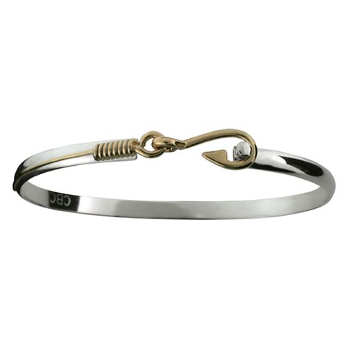 Fish Hook Bracelet - Sterling Silver & 14K Yellow Gold 4mm 6.0 Inch