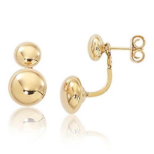 Flat Ball Jacket Earrings - 14K Yellow Gold - 07-341