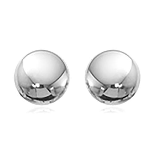 Flat Ball Stud Earrings - 14K White Gold 5mm