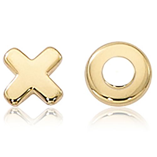 Flat Hug and Kiss Stud Earrings - 14K Yellow Gold