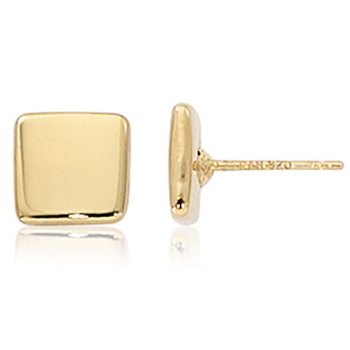 Flat Square Stud Earrings - 14K Yellow Gold