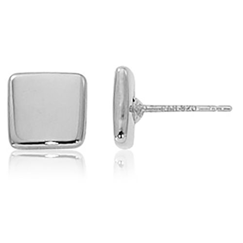Flat Square Stud Earrings - Sterling Silver