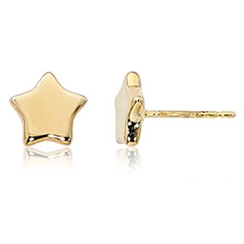 Flat Star Stud Earrings - 14K Yellow Gold