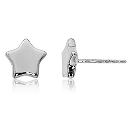 Flat Star Stud Earrings - Sterling Silver
