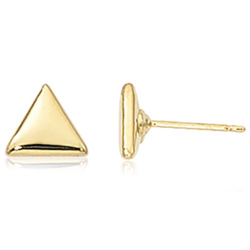Flat Triangle Stud Earrings - 14K Yellow Gold