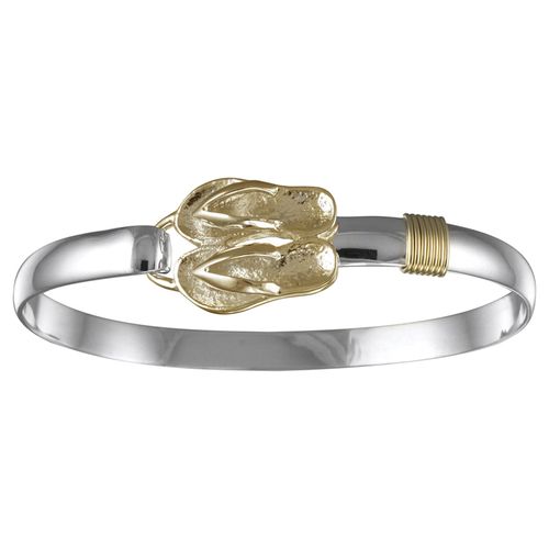 Flip Flop Hook Bracelet-Silver & 14K Yellow Gold 6mm 6.5 Inch