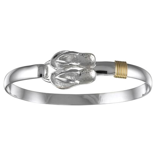 Flip Flop Hook Bracelet - Sterling Silver & 14K Gold 6mm 6.5 Inch