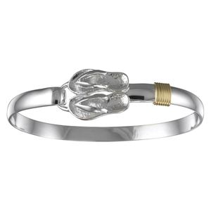 Flip Flop Hook Bracelet - Sterling Silver & 14K Gold 8mm 8 Inch