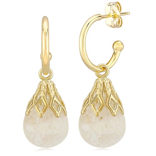 Float Opal Drop Earrings - 14K Yellow Gold