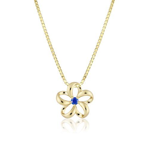 Floating Plumeria Blue Sapphire Pendant 13mm, Hawaiian Inspired Pendant, PCP-0090S