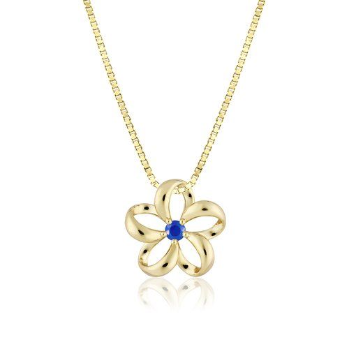 Floating Plumeria Blue Sapphire Pendant 15mm, Hawaiian Inspired Pendant, PCP-0091S