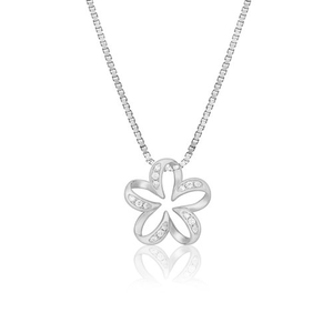 Floating Plumeria Diamond Pendant 13mm, Hawaiian Inspired Pendant, PCP-0055/ WG