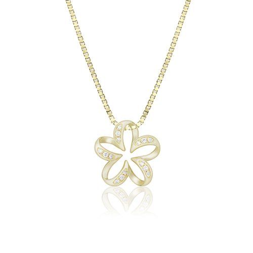 Floating Plumeria Diamond Pendant 13mm, Hawaiian Inspired  Pendant, PCP-0055/ YG