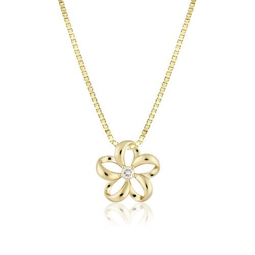 Floating Plumeria Diamond Pendant 13mm, Hawaiian Inspired  Pendant, PCP-0090D