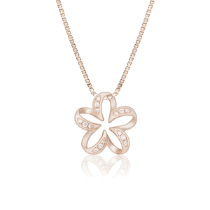 Floating Plumeria Diamond Pendant 15mm, Hawaiian Inspired  Pendant, PCP-0056/ RG