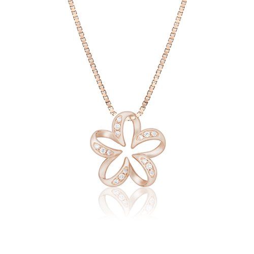 Floating Plumeria Diamond Pendant 15mm, Hawaiian Inspired Pendant, PCP-0056/ RG