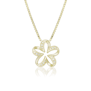 Floating Plumeria Diamond Pendant 15mm, Hawaiian Inspired  Pendant, PCP-0056/ YG