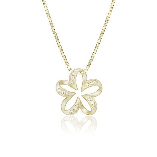 Floating Plumeria Diamond Pendant 15mm, Hawaiian Inspired Pendant, PCP-0056/ YG