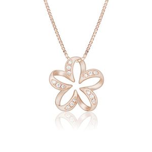 Floating Plumeria Diamond Pendant 18mm, Hawaiian Inspired  Pendant, PCP-0057/RG