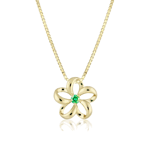 Floating Plumeria Green Emerald Pendant 15mm, Hawaiian Inspired  Pendant, PCP-0091E
