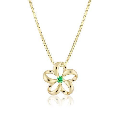 Floating Plumeria Green Emerald Pendant 15mm, Hawaiian Inspired Pendant, PCP-0091E