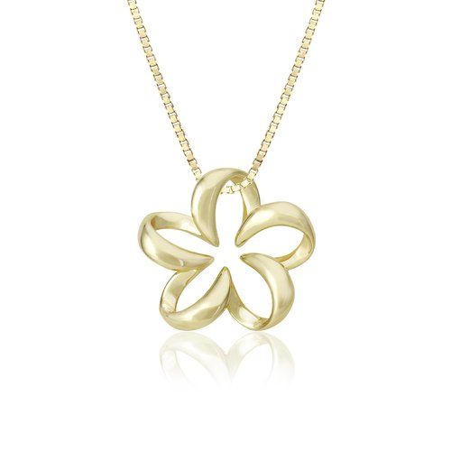Floating Plumeria Pendant 18mm, Hawaiian Inspired  Pendant, PCP-0048/YG