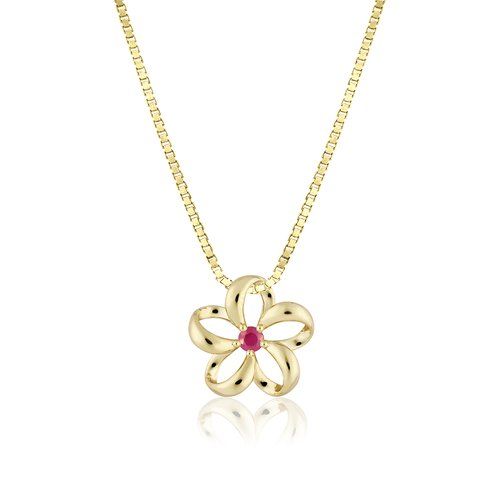 Floating Plumeria Ruby Pendant 13mm, Hawaiian Inspired  Pendant, PCP-0090R