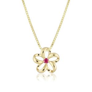 Floating Plumeria Ruby Pendant 15mm, Hawaiian Inspired  Pendant, PCP-0091R