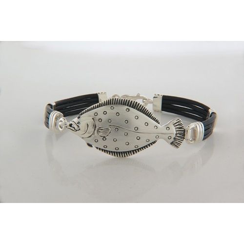 Flounder Black Leather Bracelet - SB107