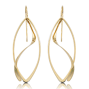 Framed Swoop Drop Earrings - 14K Yellow Gold