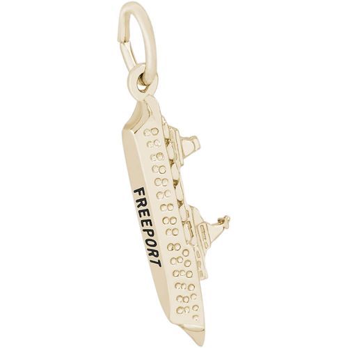 Freeport Cruise Ship 3 Dimensional Charm - 10K Gold