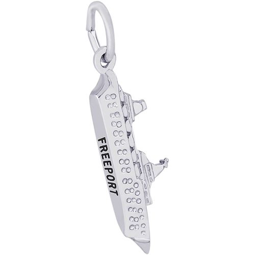 Freeport Cruise Ship 3 Dimensional Charm - 14K White Gold