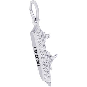 Freeport Cruise Ship 3 Dimensional Charm - 14K White Gold