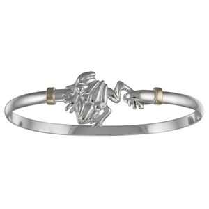 Frog Hook Bracelet - Sterling Silver & 14K Yellow Gold 4mm 7.5 Inch