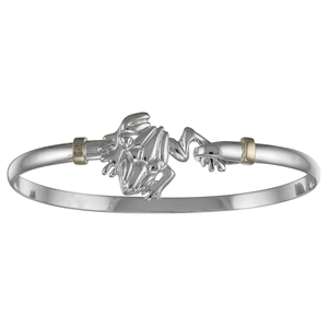 Frog Hook Bracelet - Sterling Silver & 14K Yellow Gold 4mm 7 Inch