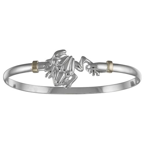 Frog Hook Bracelet - Sterling Silver & 14K Yellow Gold 4mm 7 Inch