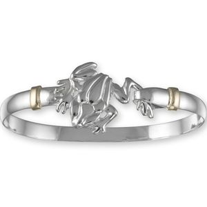 Frog Hook Bracelet - Sterling Silver & 14K Yellow Gold 6mm 6.5 Inch