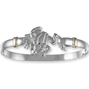 Frog Hook Bracelet - Sterling Silver & 14K Yellow Gold 6mm 8 Inch