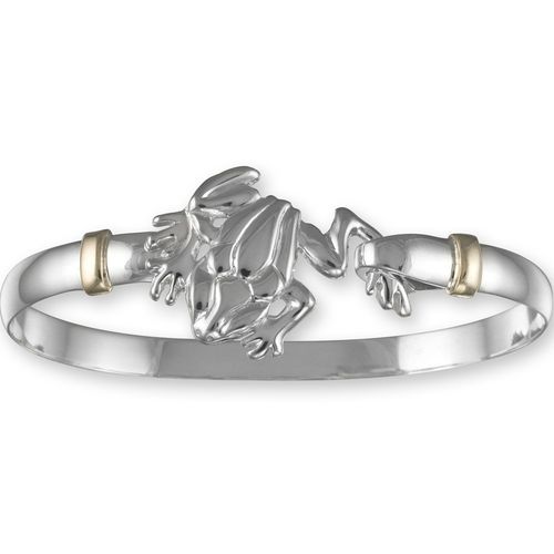 Frog Hook Bracelet - Sterling Silver & 14K Yellow Gold 6mm 8 Inch