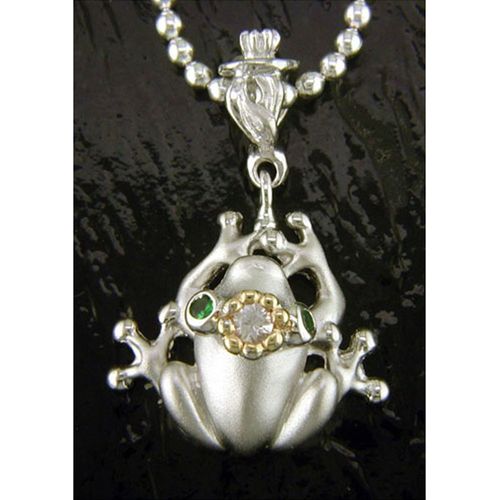 Frog Pendant - Sterling Silver and 14K Gold  - SD-SGP210