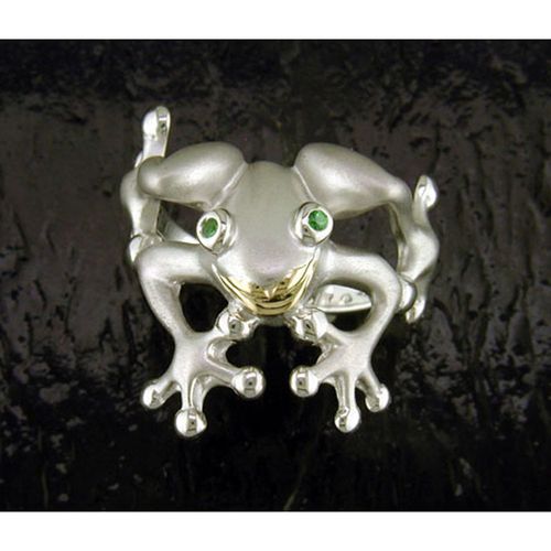 Frog Ring - Sterling Silver and 14K Gold  - SD-SGR210