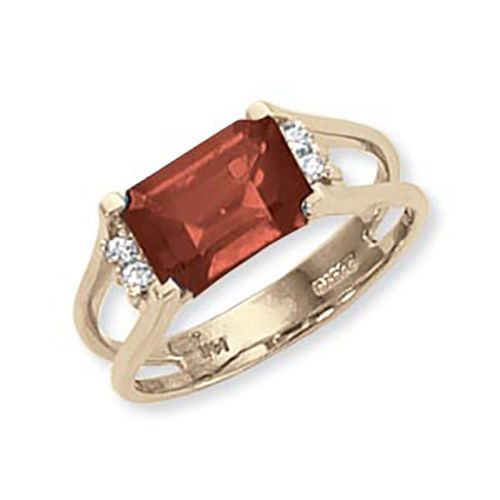 Garnet & Diamond Ring - 14K Yellow Gold Size 7 - 70250GA
