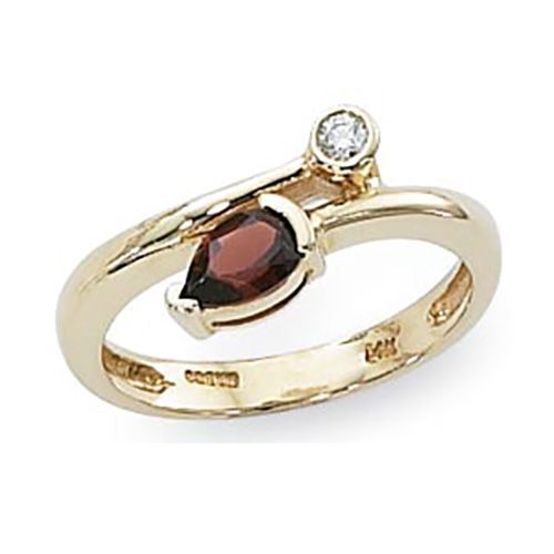 Garnet & Diamond Ring - 14K Yellow Gold Size 7 - 70826GA