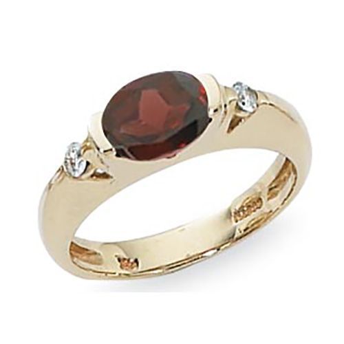 Garnet & Diamond Ring - 14K Yellow Gold Size 7 - 70824GA